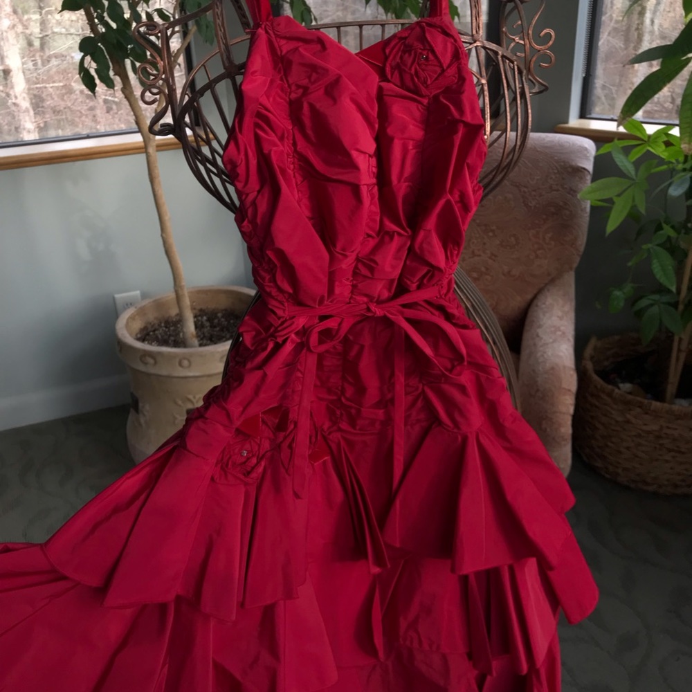 Girls Red Floral Dress